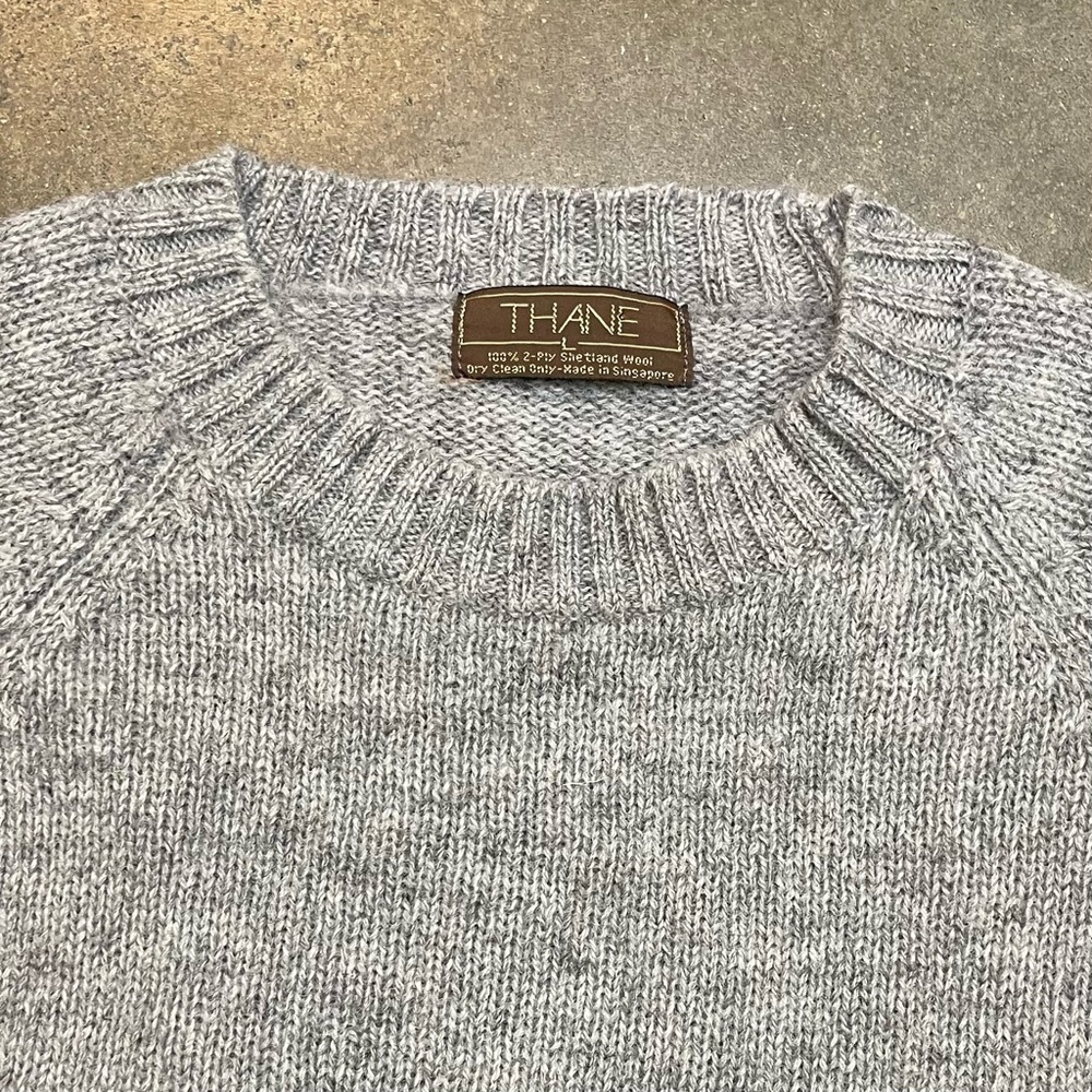 Vintage Thane 100% Shetland Wool Geometric Knit Sweater - Picture 4 of 8